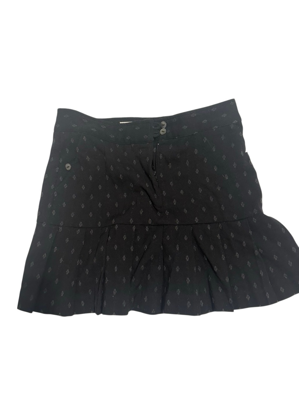 Paul & Joe Made in France Y2K Wool Pleated Mini Skirt FR 36 Black Geometric